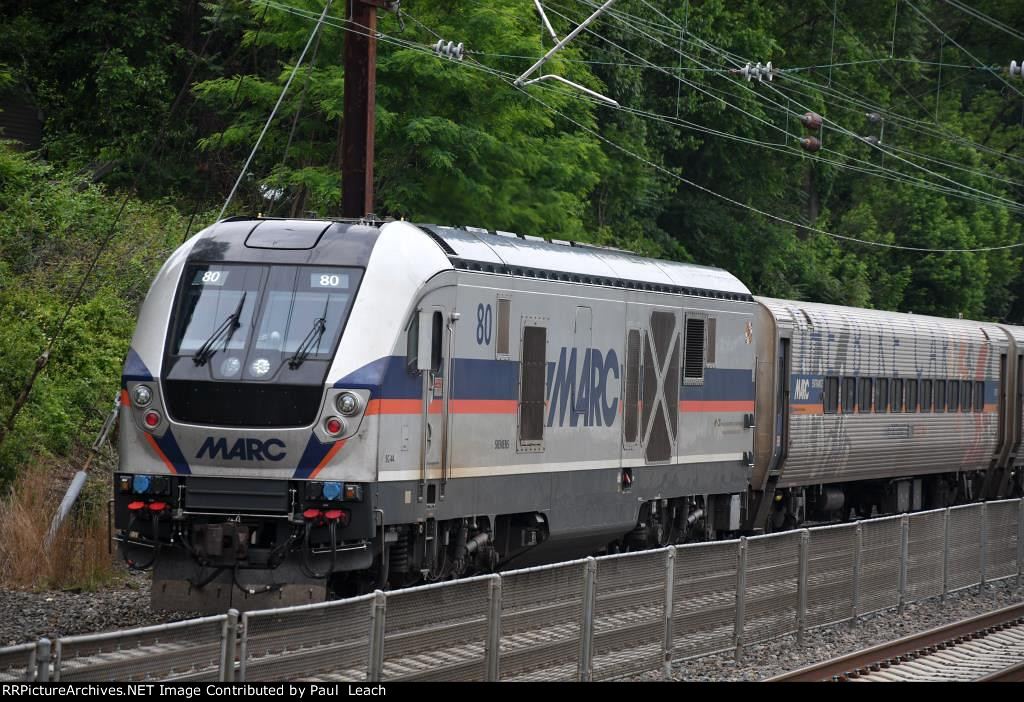 Eastbound commuter approaches the station